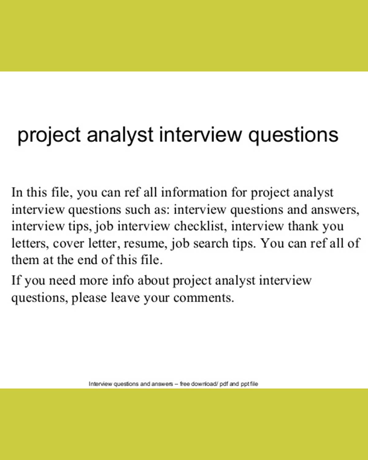 project analyst